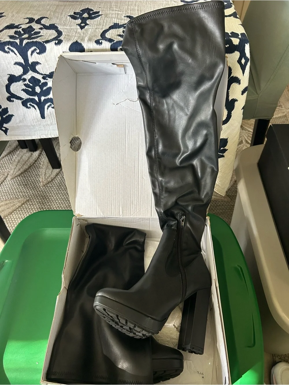 ALDO - Black Over-the-Knee Platform Block Heel Boots